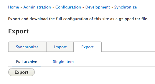 Configuration export